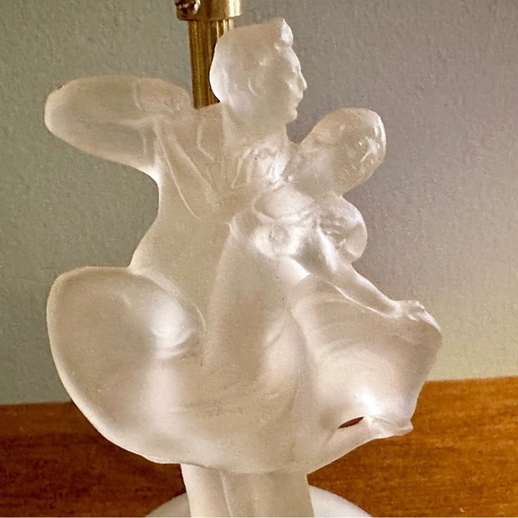 1930s Art Deco Dancing Couple Depression Glass Table Lamp - Picture 3 of 11